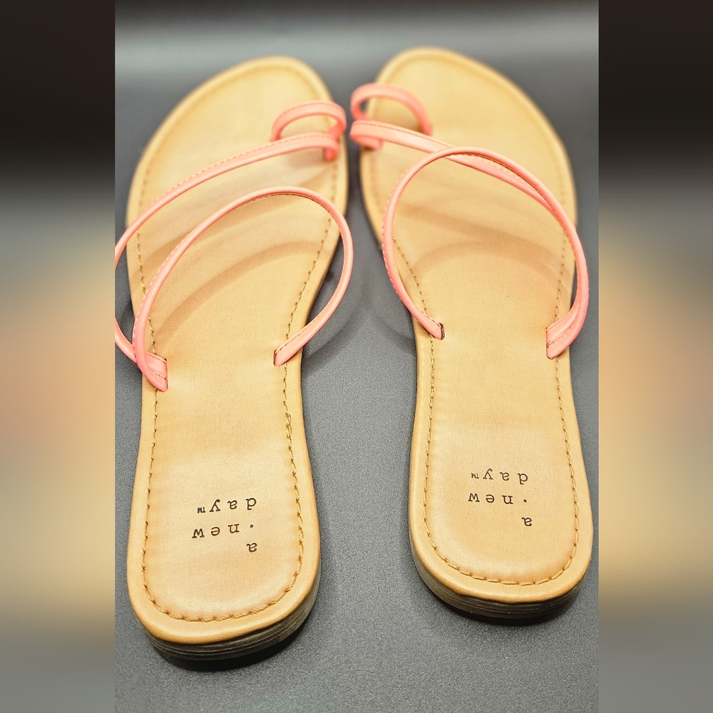 A New Day Pink and Tan Minimalist Sandals